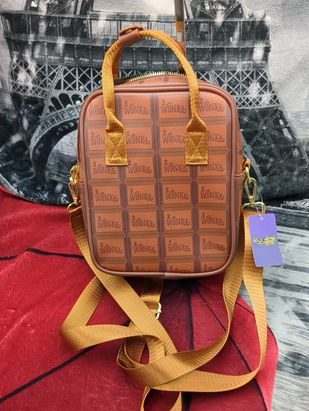 Buckle Down Willy Wonka Golden Ticket Text And Wonka Bar Crossbody Bag